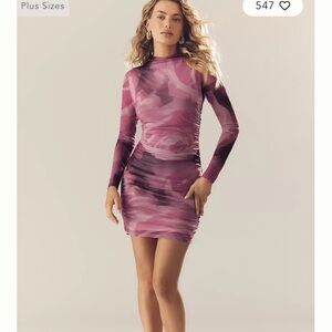 The Maya Long-Sleeve Ruched Cowl-Neck Mini Dress By Anthropologie - Size S